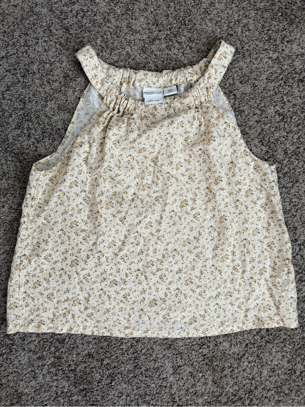 Rachel Zoe 100% Linen Floral Print Halter Tank Top, Size M - Picture 1 of 1